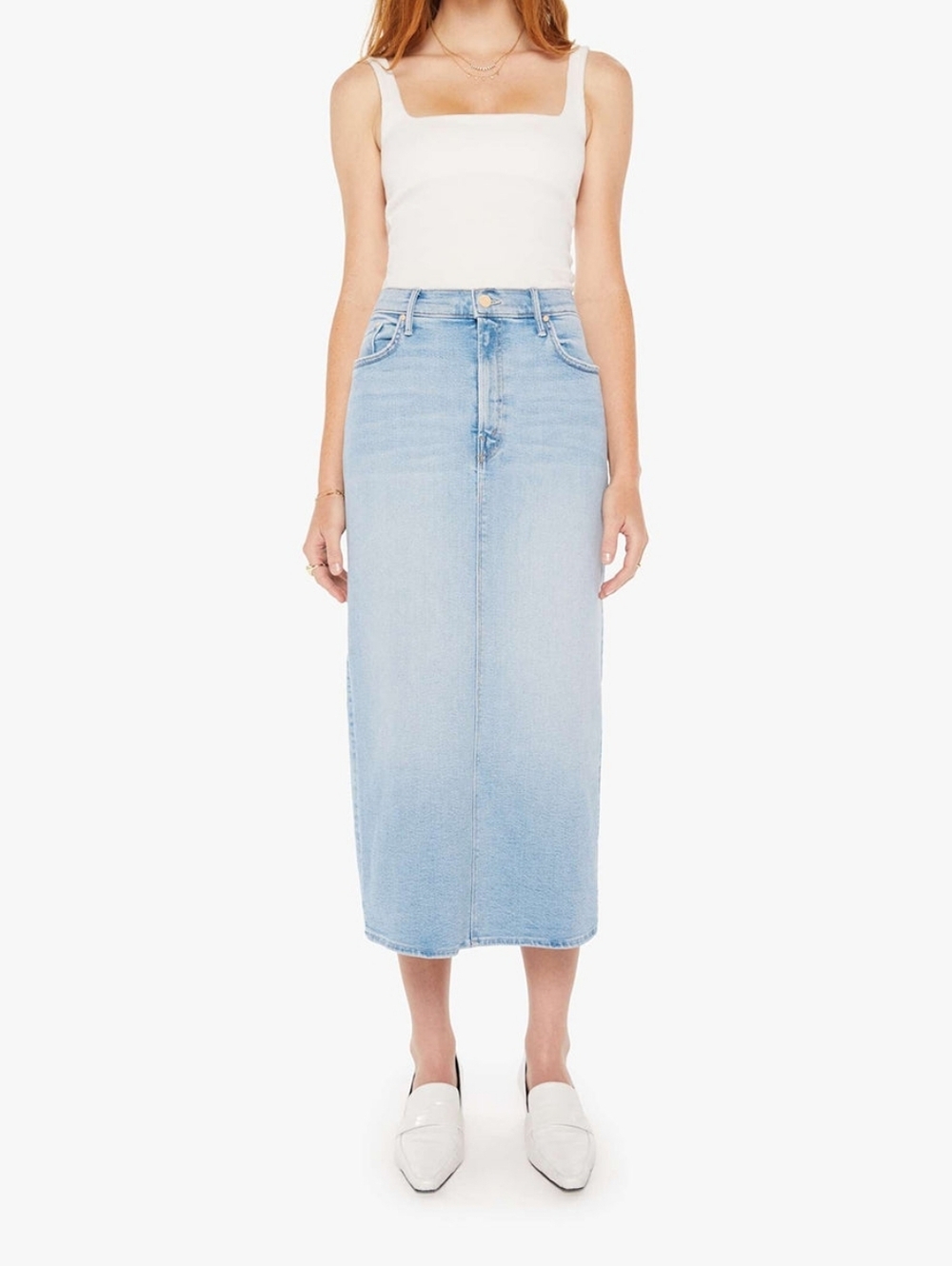 Mother Pencil Pusher Skirt Size 32 Light Wash Denim Maxi